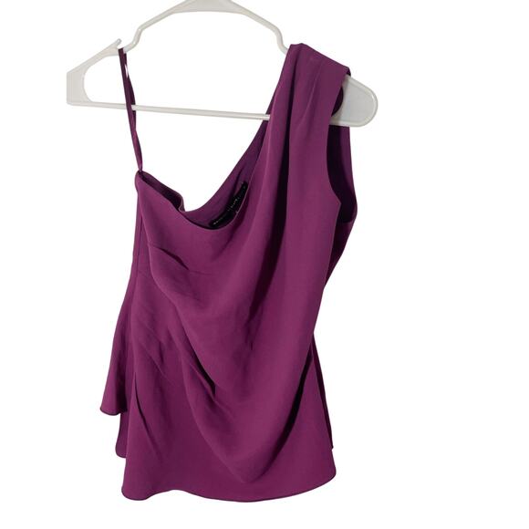 NWT White House Black Market Purple One Shoulder Blouse - Picture 4 of 11